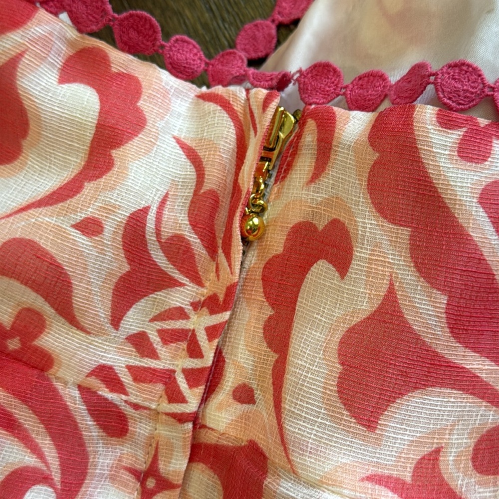 Kate Spade Pink Peach Pineapple Print Sweetheart Women Size 2 Linen Silk Blend - Picture 5 of 9